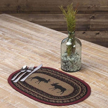 Cumberland Stenciled Moose Jute Braided Placemat Set of 6 - The Fox Decor
